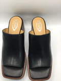 Tod's Black Leather Square-Toe Slide Mules EU 39 NWT