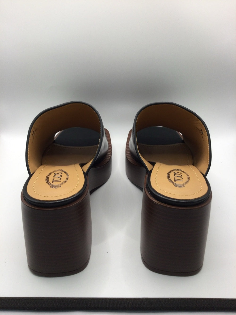 Tod's Black Leather Square-Toe Slide Mules EU 39 NWT