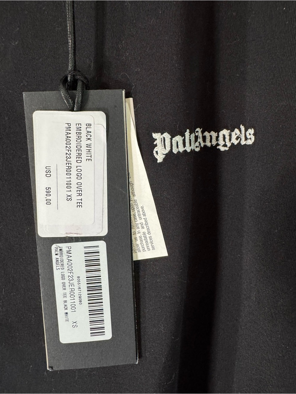 Palm Angels Black Logo Crewneck T-Shirt XS - New With Tags