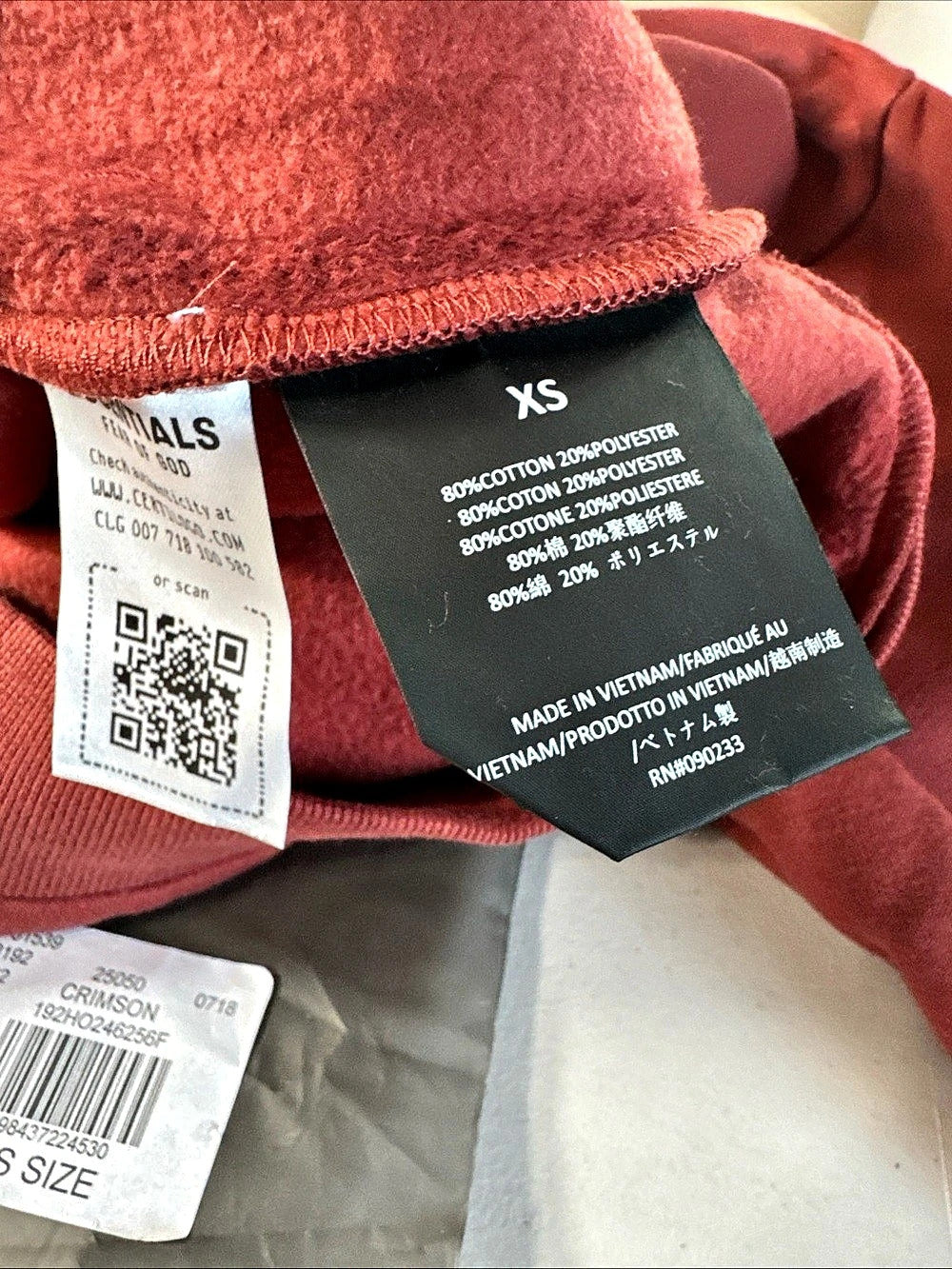 Fear of God Essentials Hoodie Crimson XS - New With Tags (192HO246256F)