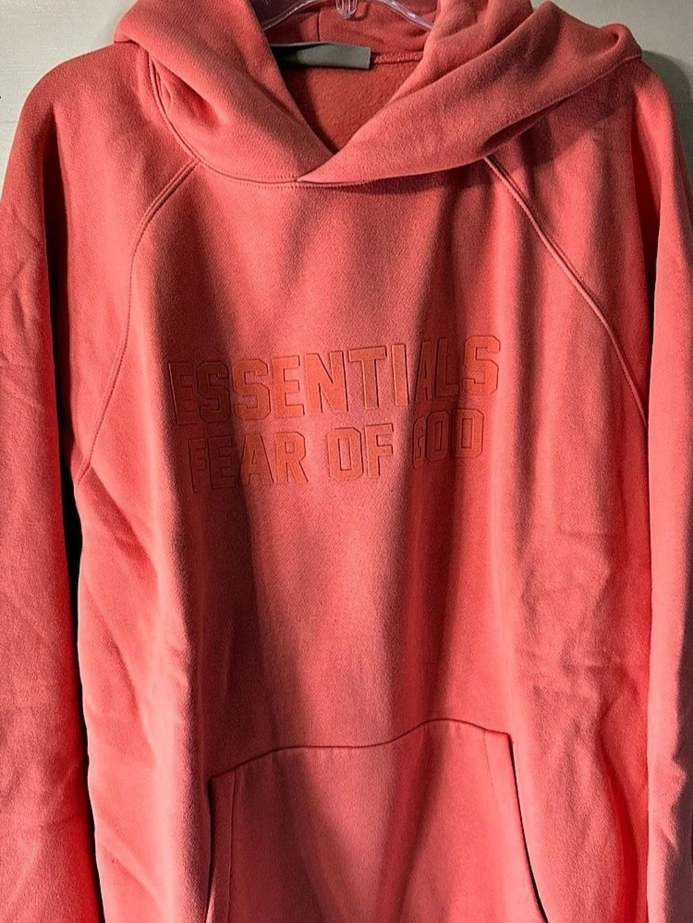 Fear of God Essentials Pullover Hoodie Coral L - New With Tags (192SU222052F)