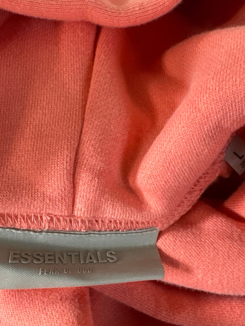 Fear of God Essentials Pullover Hoodie Coral L - New With Tags (192SU222052F)