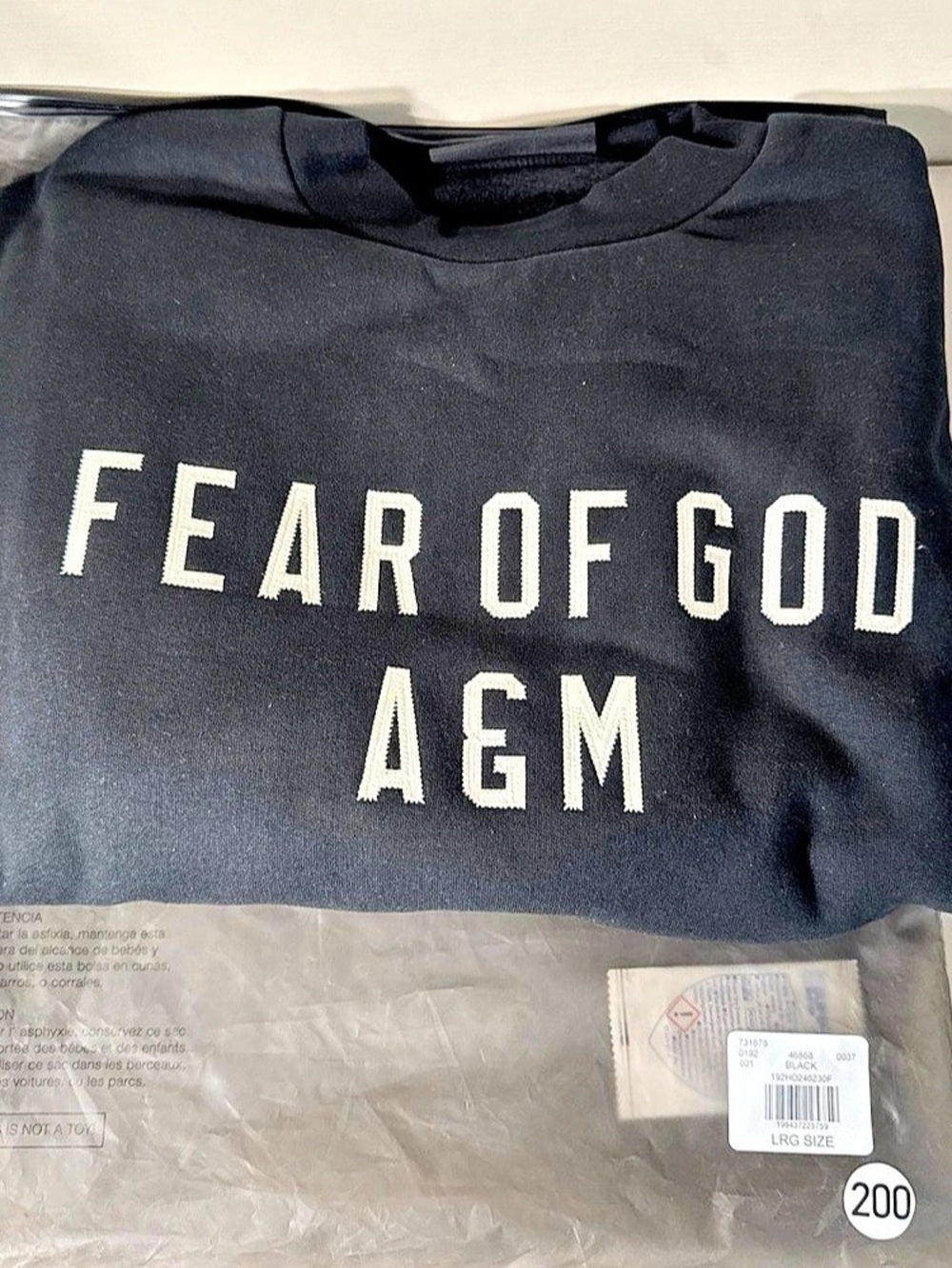 Fear of God Essentials A&M Crewneck Sweatshirt Black L - Like New (192HO246230F)