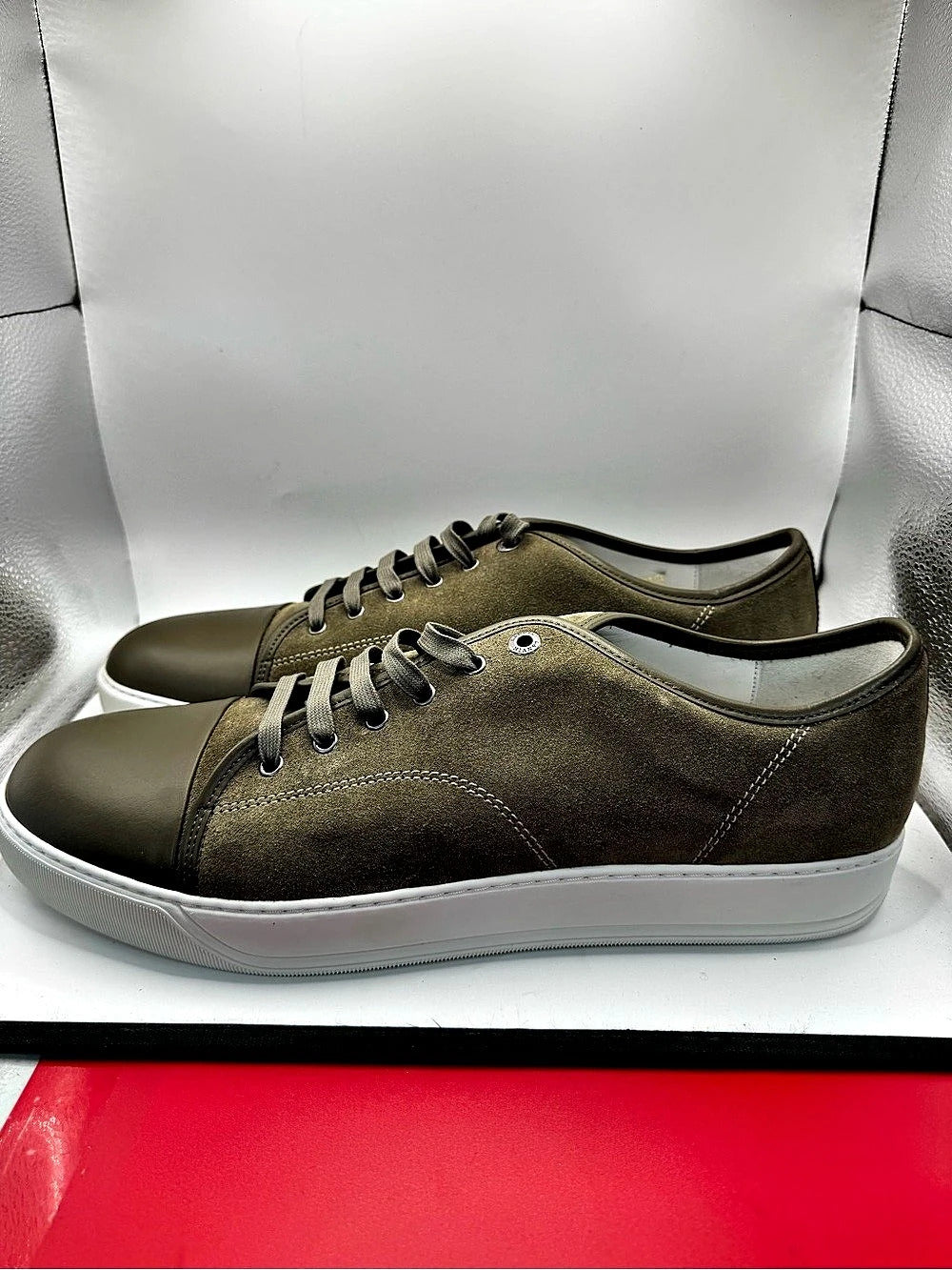 Lanvin DBB1 Leather and Suede Sneakers Green US 15