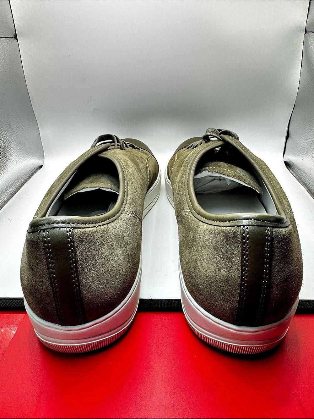 Lanvin DBB1 Leather and Suede Sneakers Green US 15