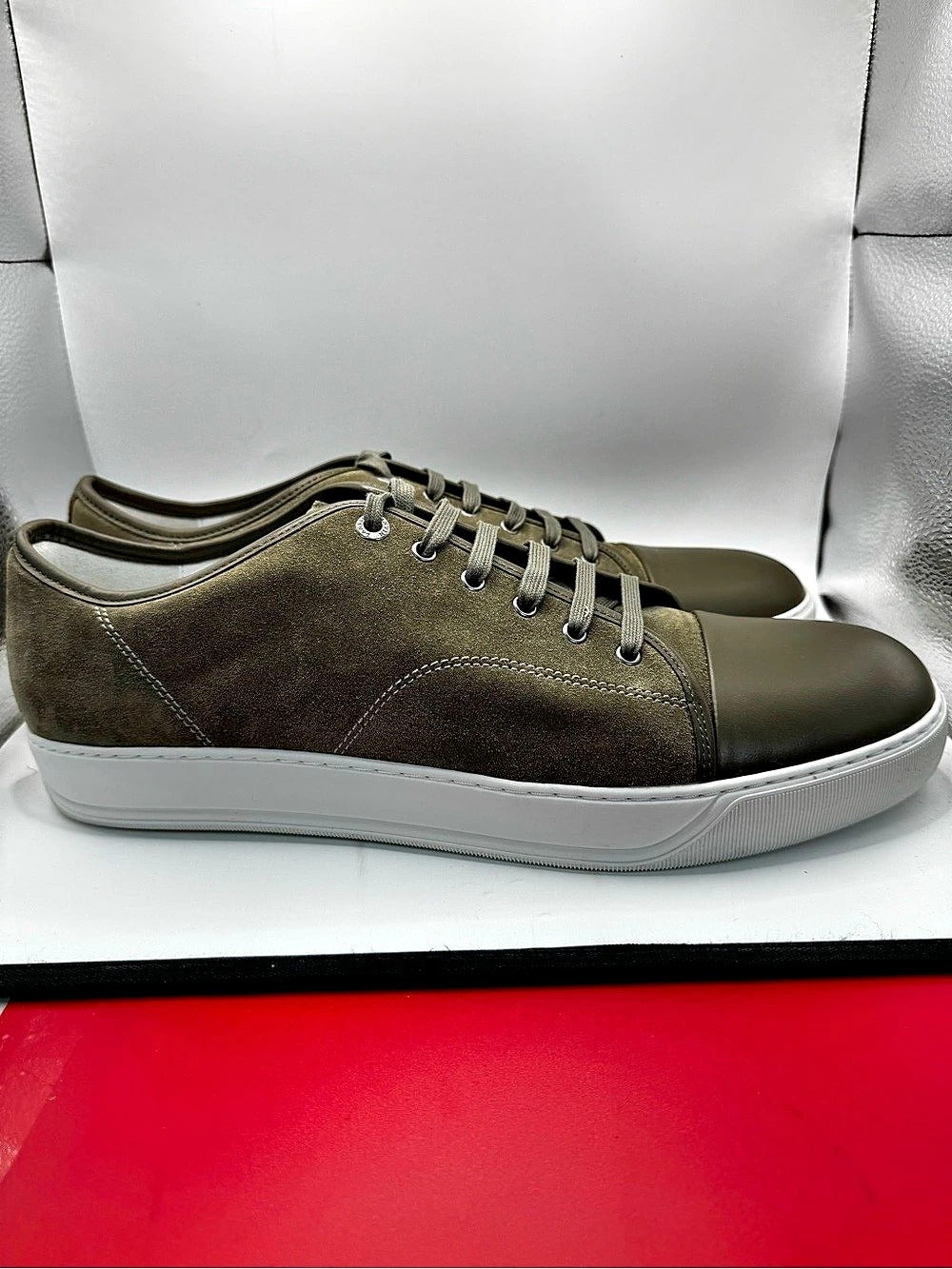 Lanvin DBB1 Leather and Suede Sneakers Green US 15