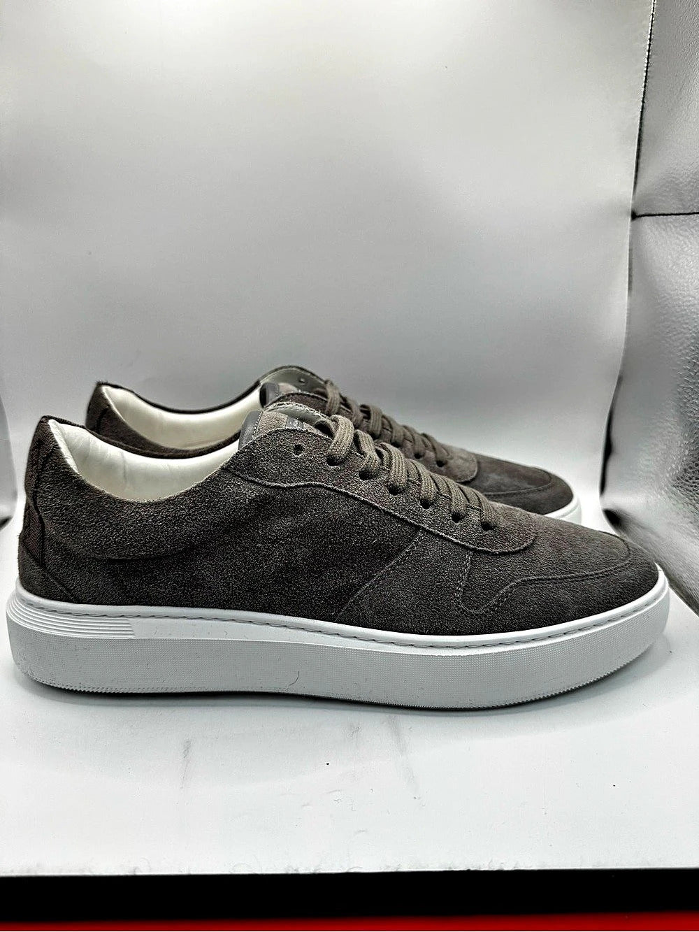 Herno Suede Low-Top Sneakers Gray & White EU 42