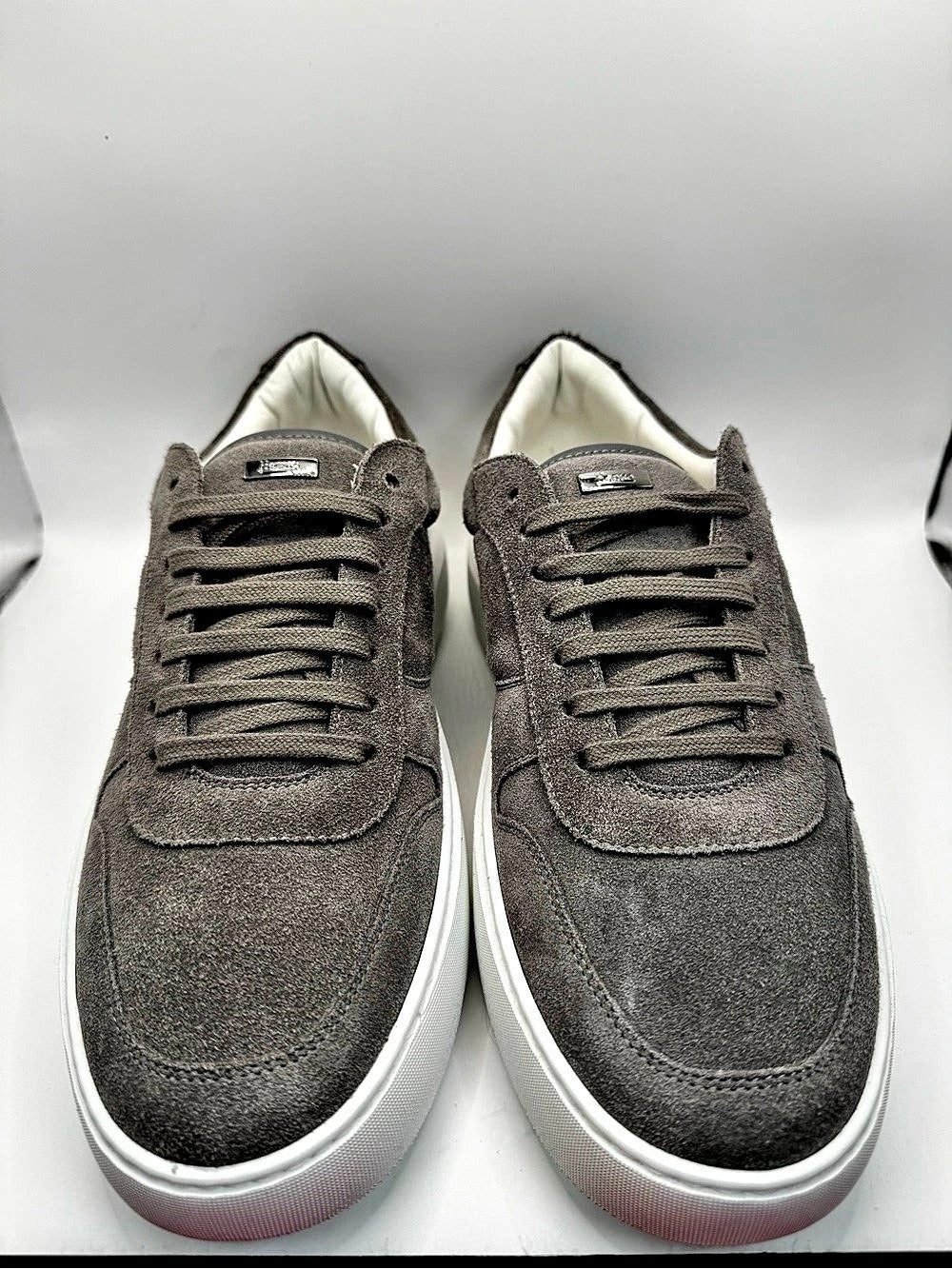 Herno Suede Low-Top Sneakers Gray & White EU 42