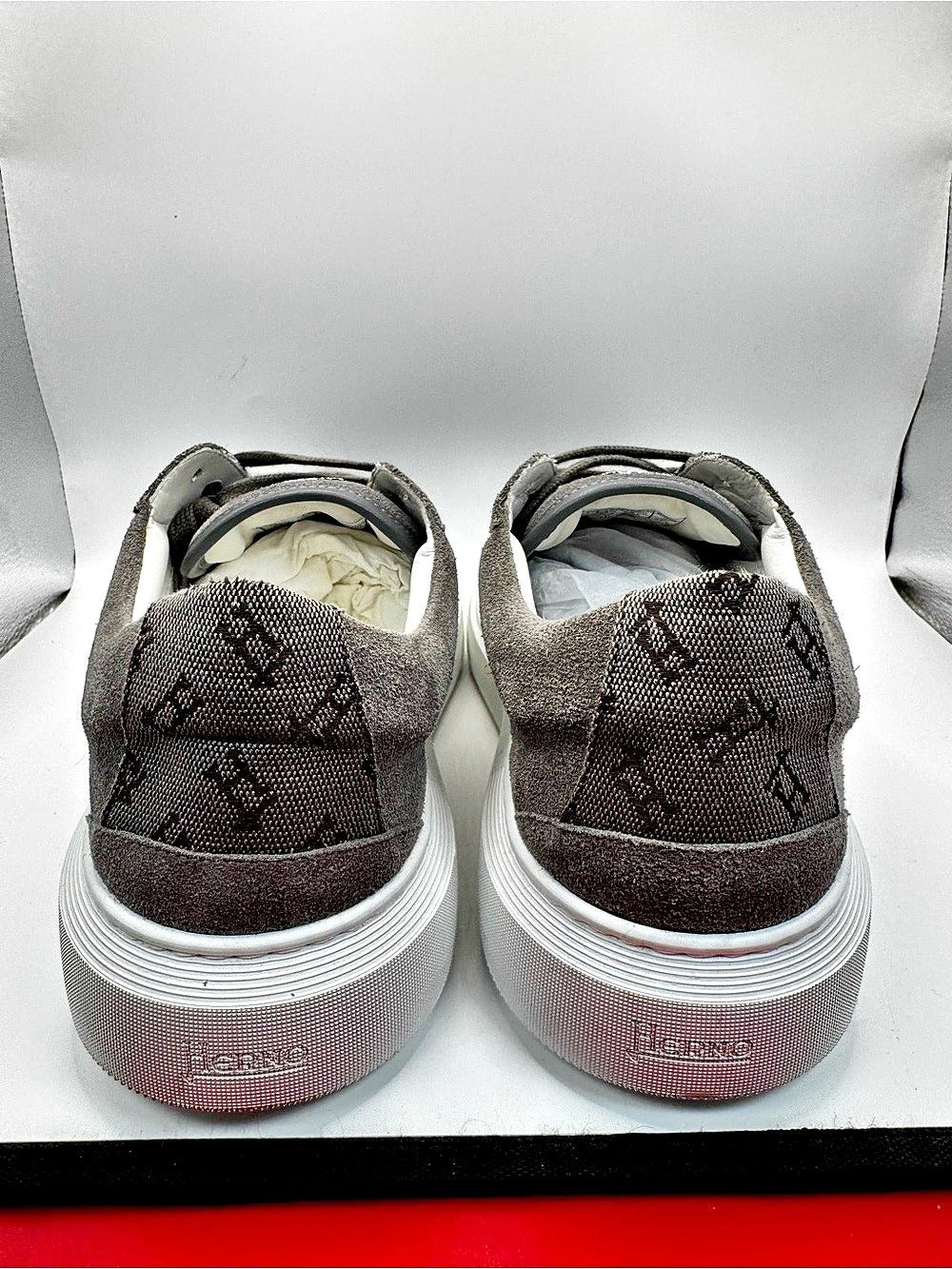 Herno Suede Low-Top Sneakers Gray & White EU 42
