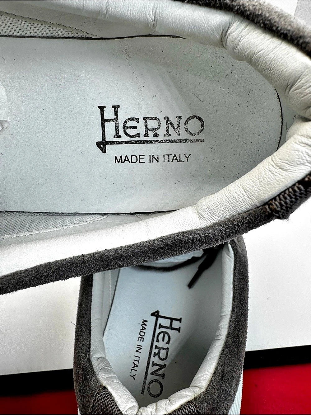 Herno Suede Low-Top Sneakers Gray & White EU 42