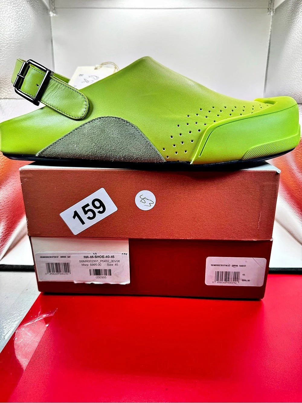 Marni Lime Green Rubber Sabot Clog EU 45 / US 12