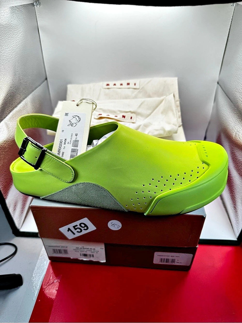 Marni Lime Green Rubber Sabot Clog EU 45 / US 12