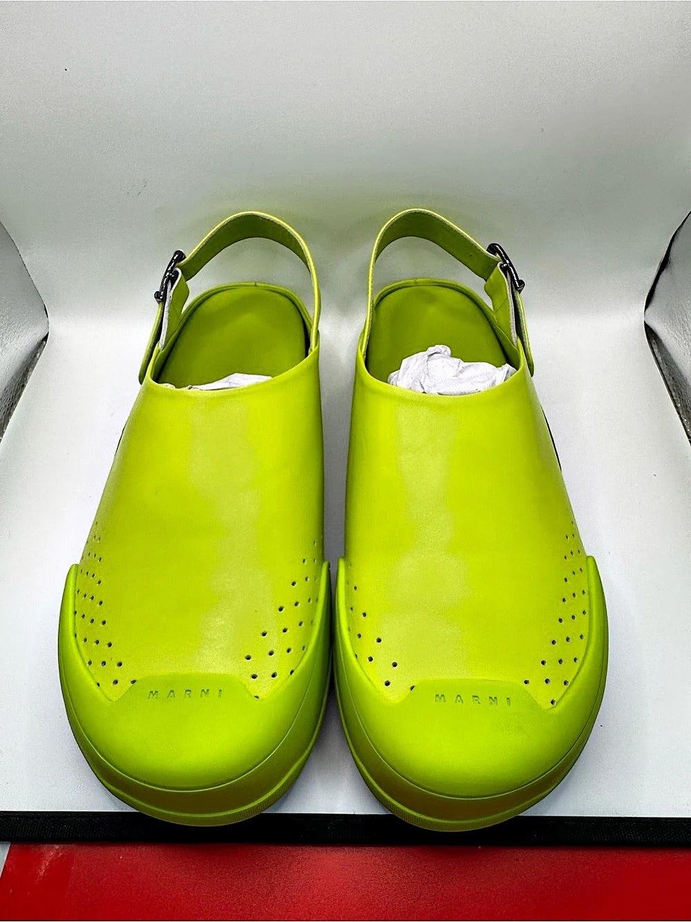 Marni Lime Green Rubber Sabot Clog EU 45 / US 12