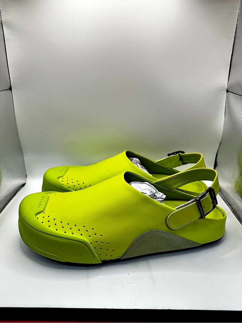 Marni Lime Green Rubber Sabot Clog EU 45 / US 12
