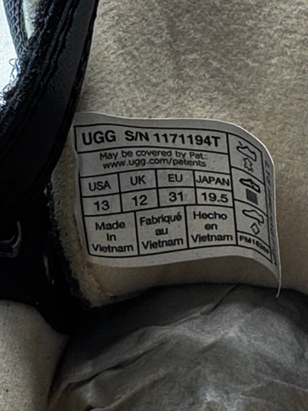 UGG Kids Rennie Sneaker Boots Black US 13 / UK 12