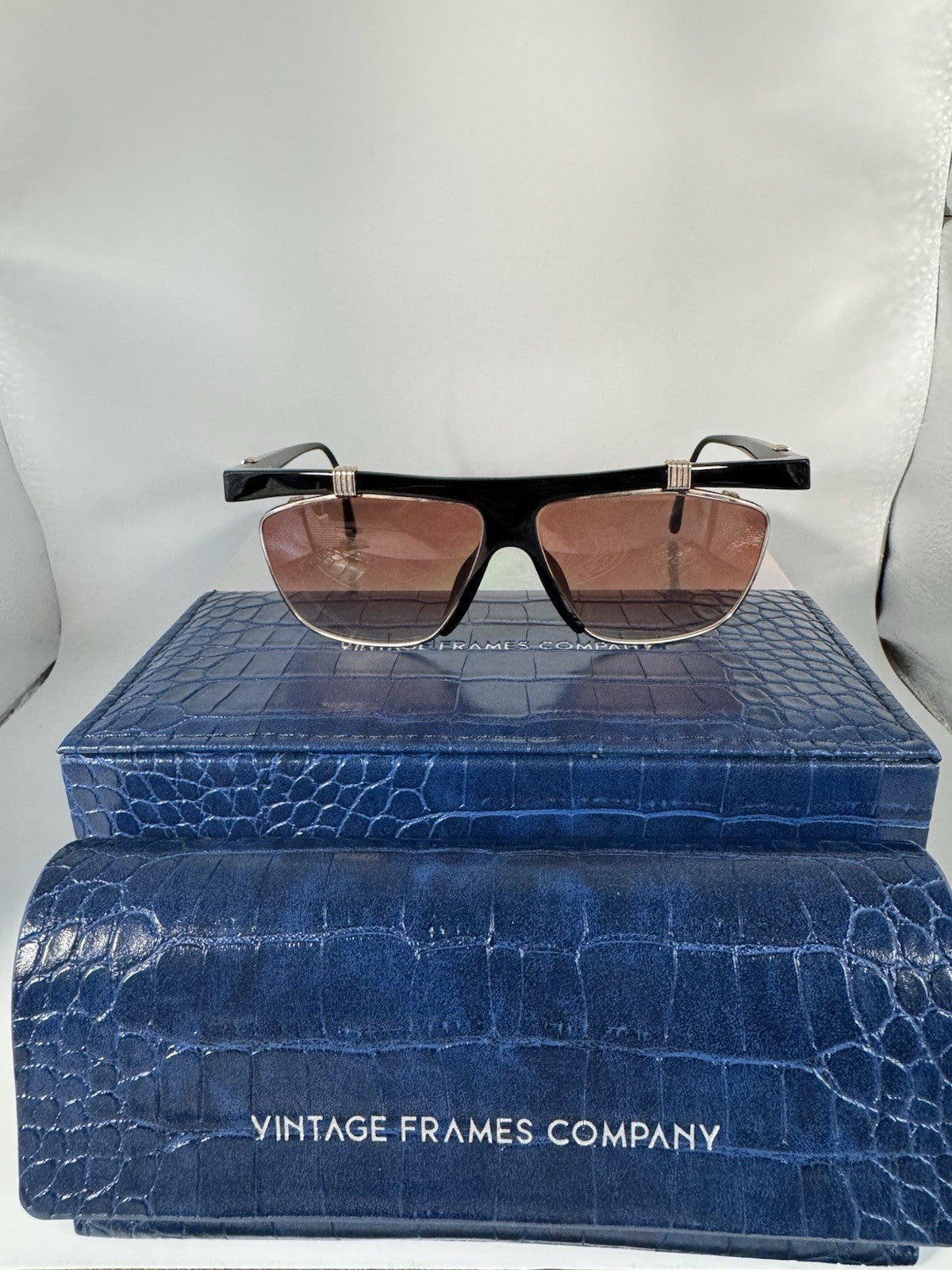 Christian Dior Rectangle Sunglasses Black Frame Brown Gradient Lenses