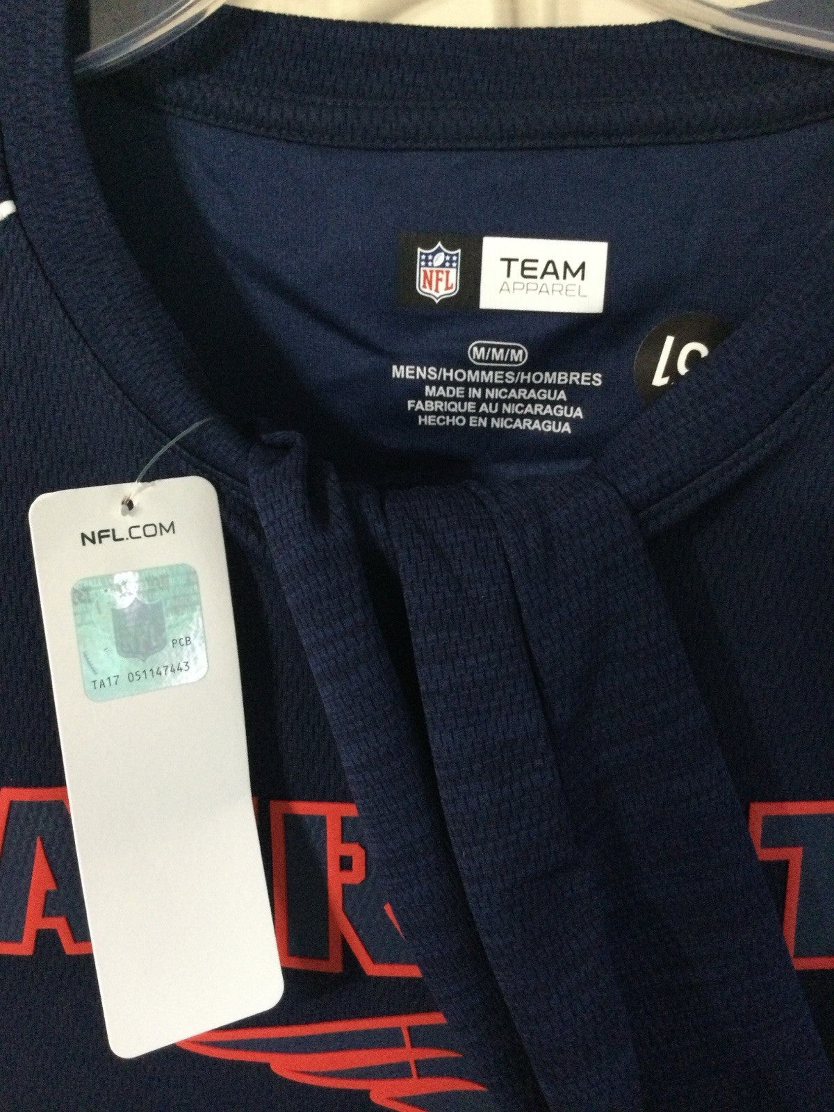 Team Apparel New England Patriots Long Sleeve Shirt Mens M Navy