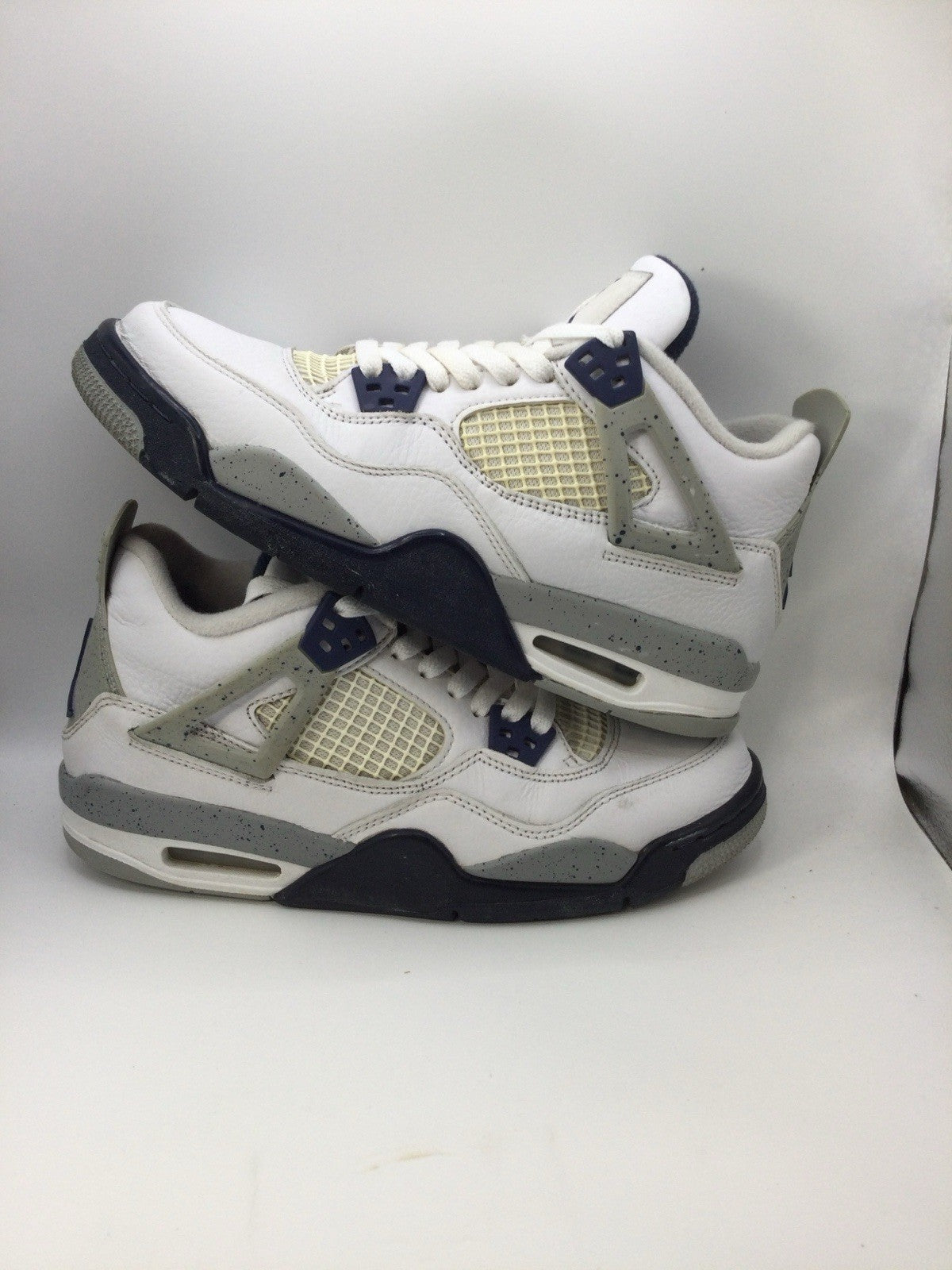 Air Jordan 4 Retro GS White Midnight Navy Kids 6.5
