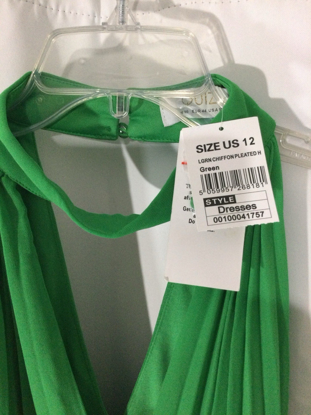 Quiz Green Chiffon Pleated Halter Maxi Dress US 12 NWT