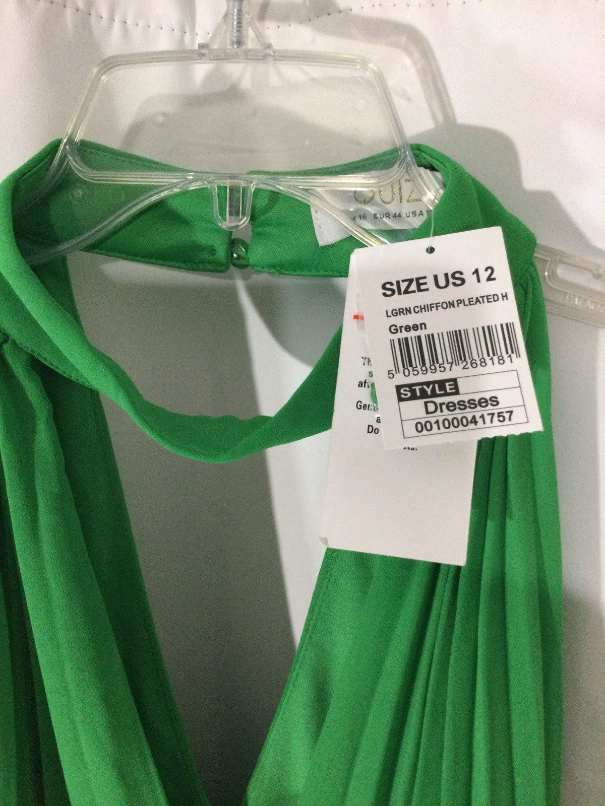 Quiz Green Chiffon Pleated Halter Maxi Dress US 12 NWT