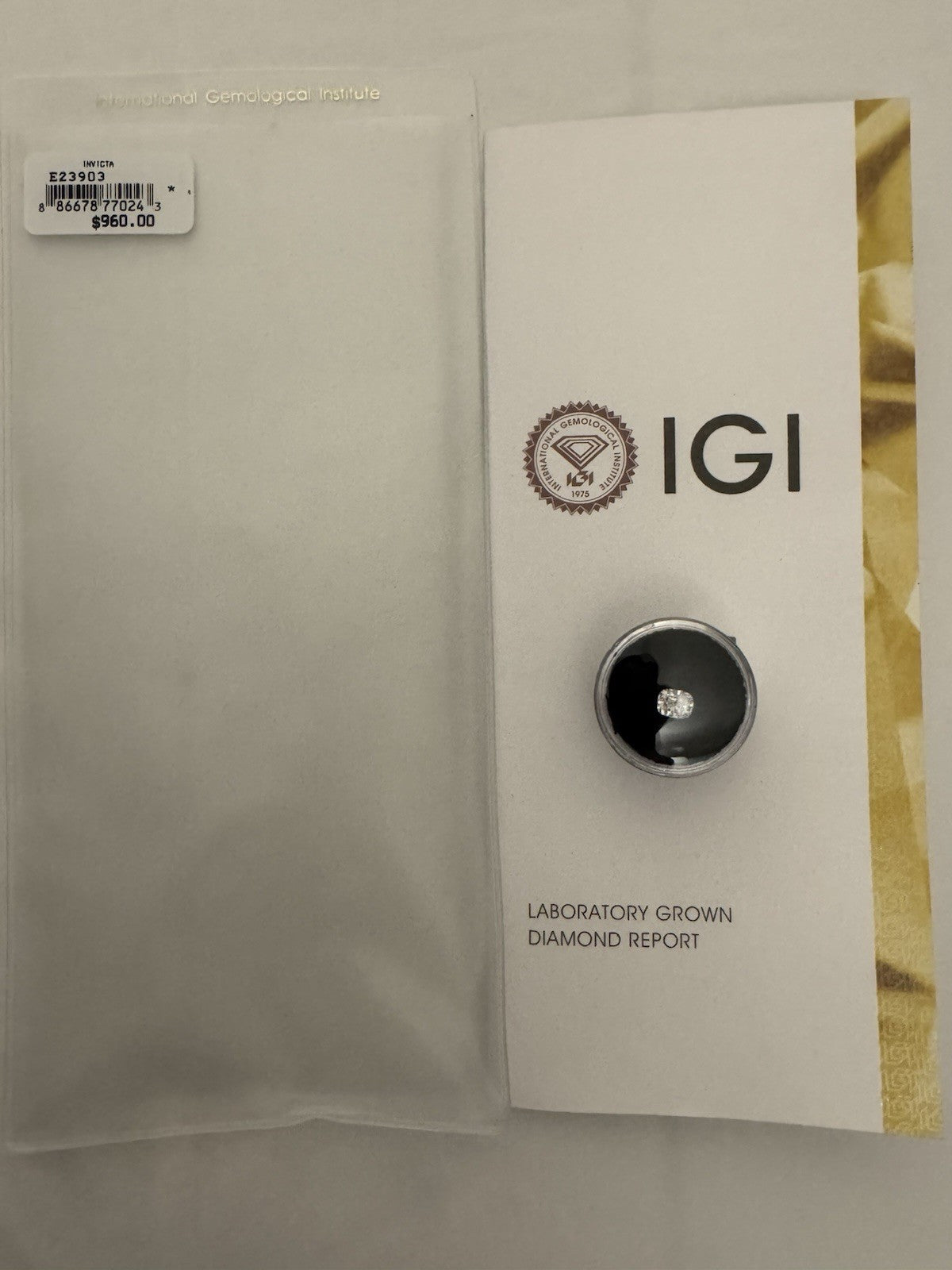Loose Lab-Grown Diamond 1.07 Ct Cushion D VS1 IGI Certified LG694525322