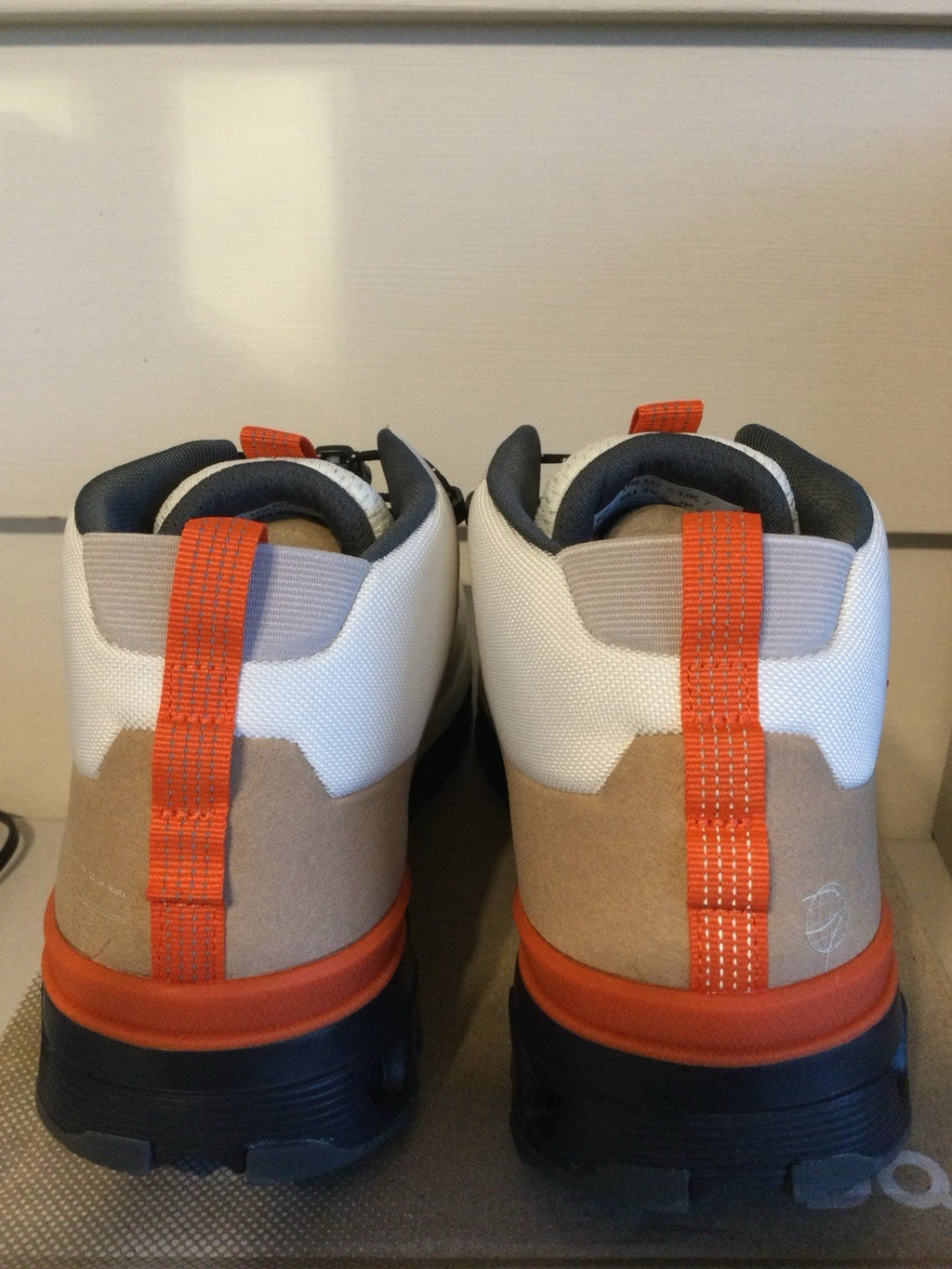 On Running Cloudtrax Mid-Top Hiking Sneaker Chalk/Ivory Orange US 7.5