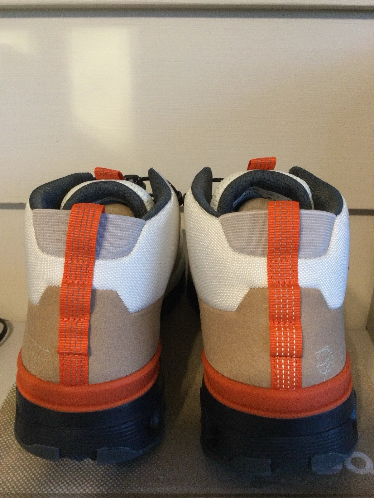 On Running Cloudtrax Mid-Top Hiking Sneaker Chalk/Ivory Orange US 7.5