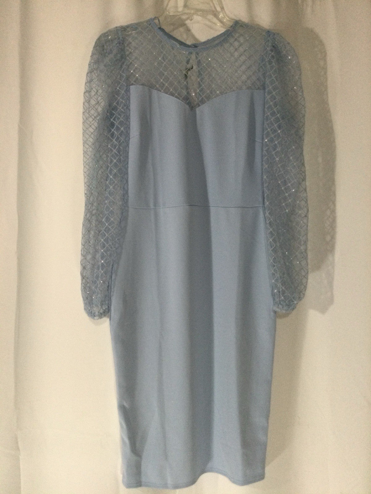Quiz Blue Beaded Mesh Occasion Dress US 8 NWT