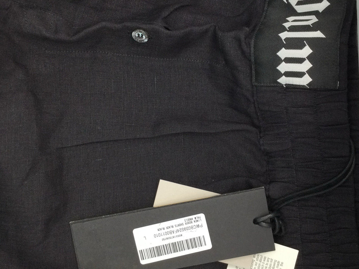 Palm Angels Black Cotton Drawstring Logo Shorts NWT