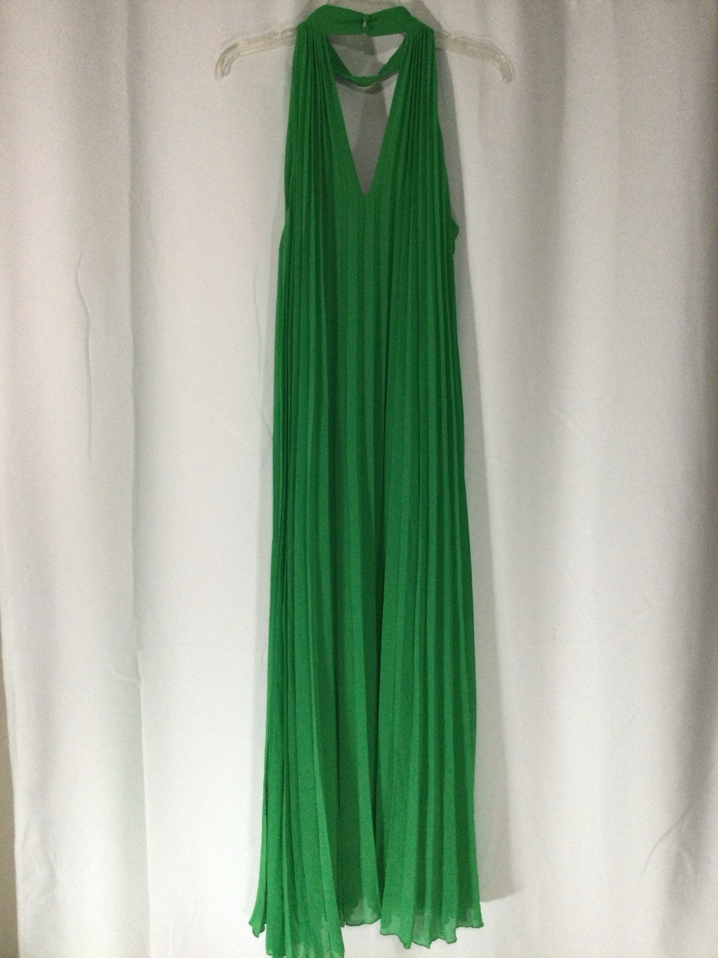 Quiz Green Chiffon Pleated Halter Maxi Dress US 12 NWT