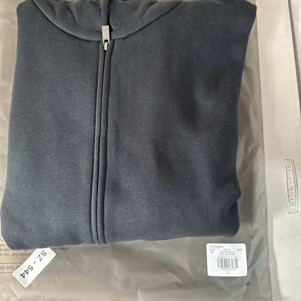 Fear of God Essentials Classic Fit Fleece Zip Hoodie Jet Black L - New With Tags (192AS254780F)