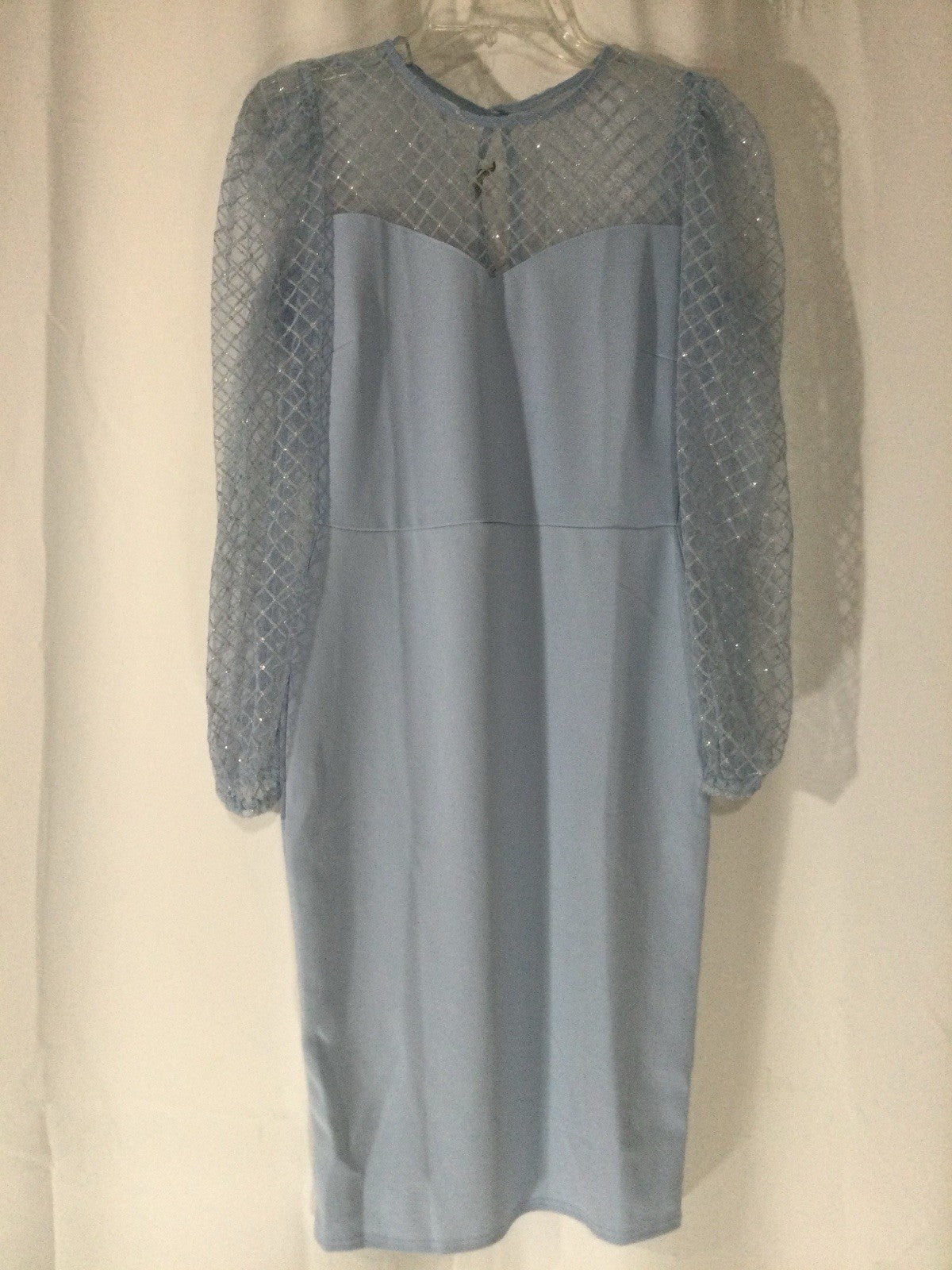 Quiz Blue Beaded Mesh Occasion Dress US 8 NWT