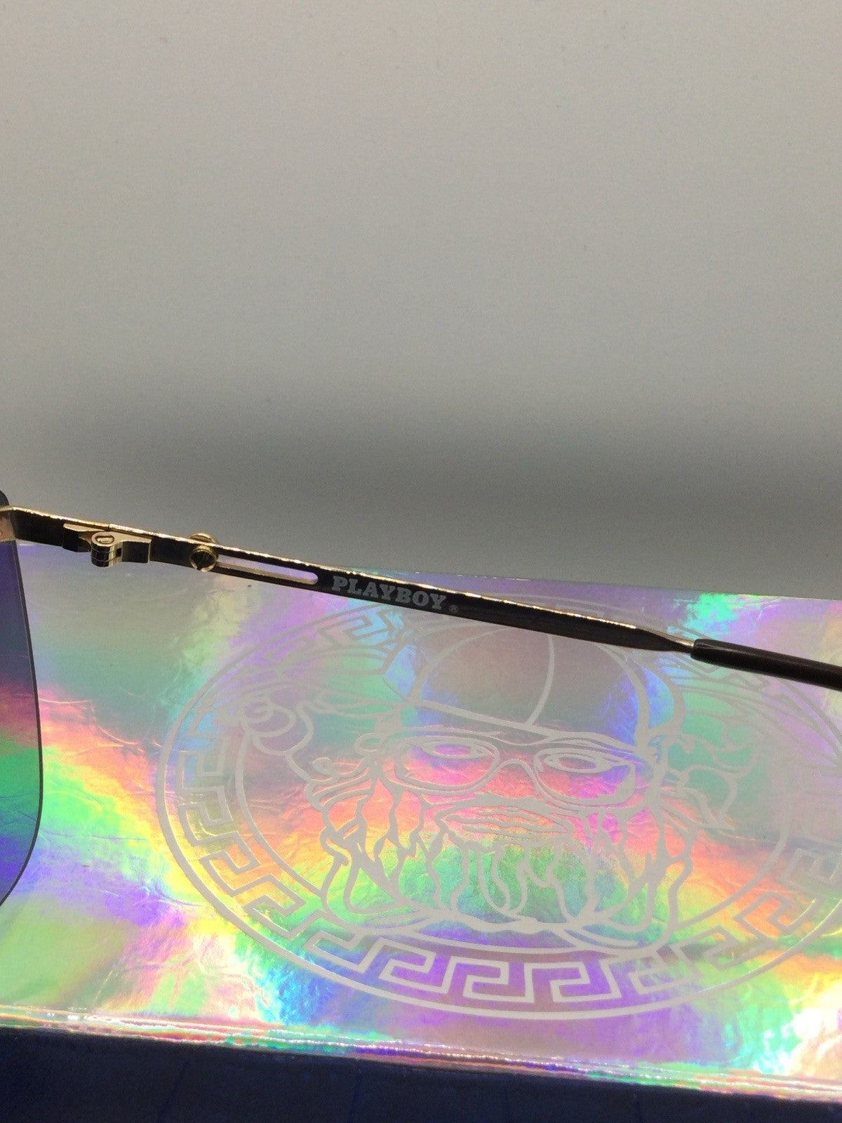 Playboy 4674 Shield Rimless Sunglasses Gold Mirrored