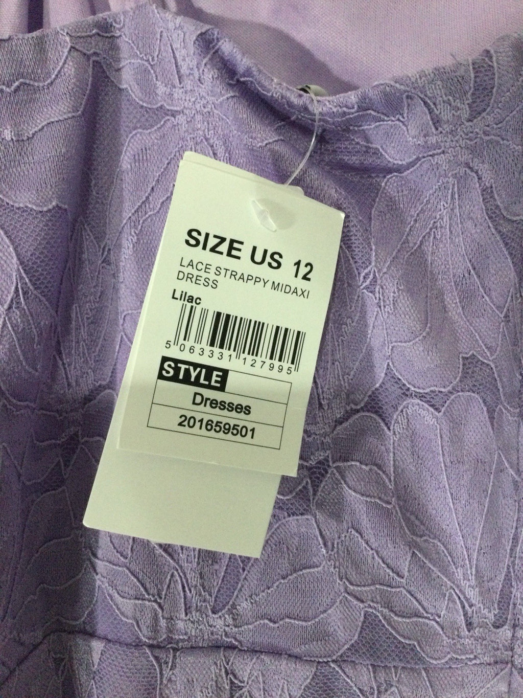 Boohoo Lilac Floral Lace Bodycon Midi Dress US 12 NWT