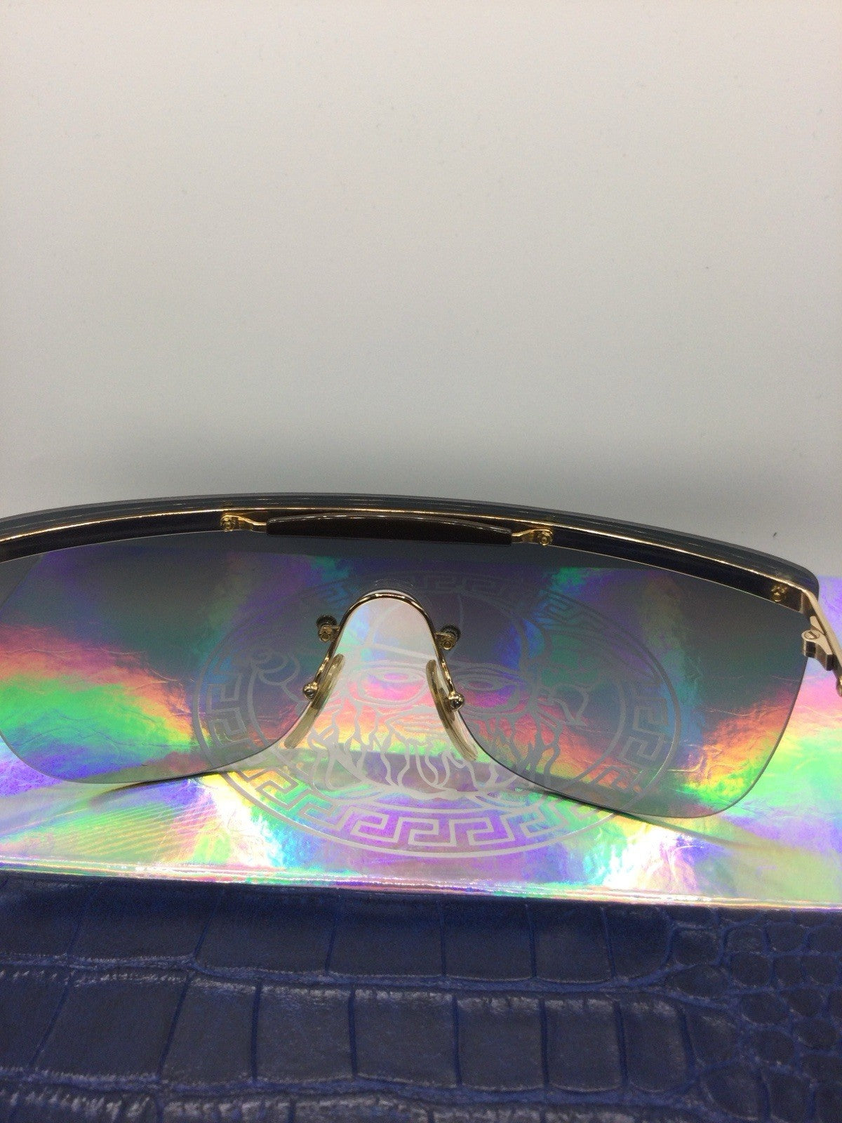 Playboy 4674 Shield Rimless Sunglasses Gold Mirrored