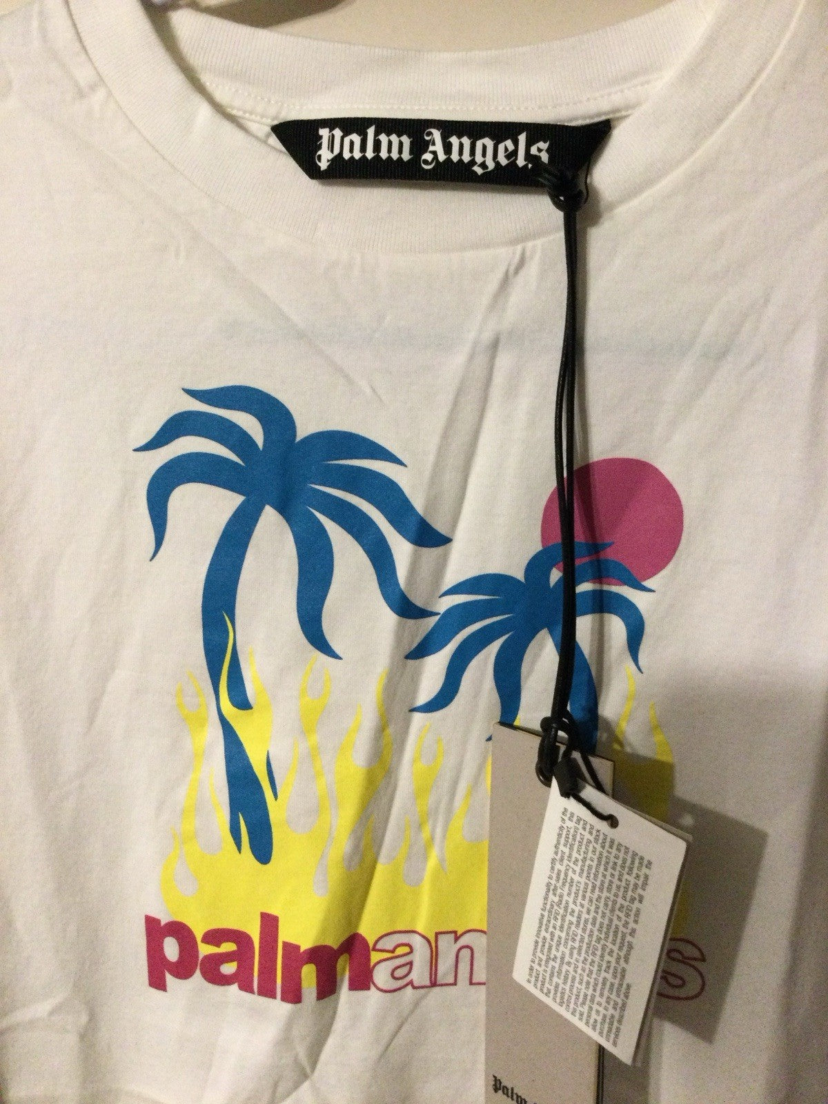 Palm Angels Burning Gas Slim Tee White Mens S NWT