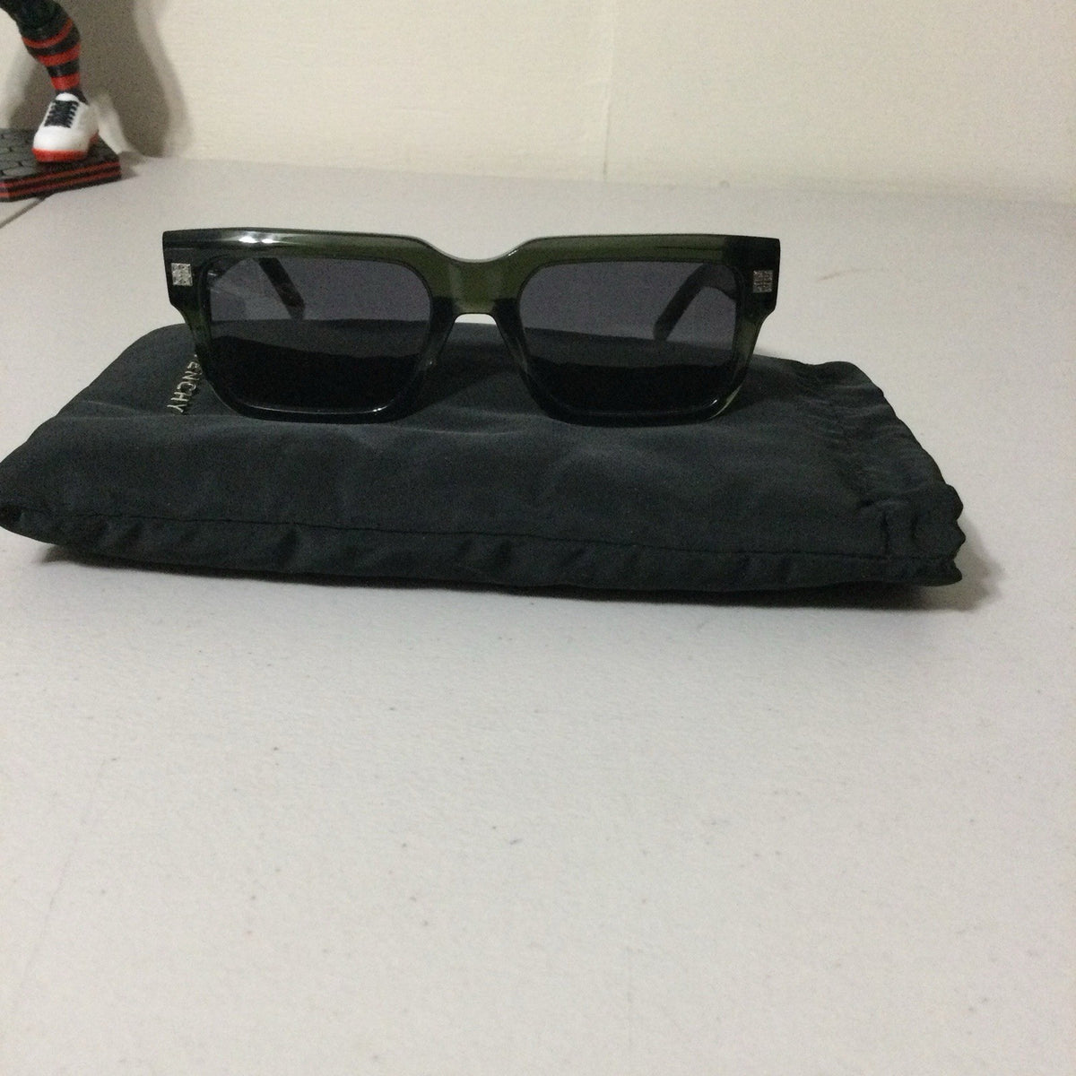 Givenchy GV4003U Dark Green Square Sunglasses Smoke Lenses