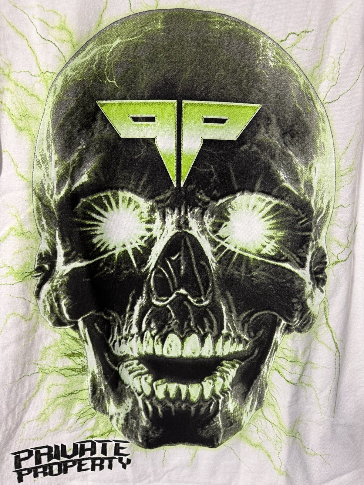 Private Property Skull Graphic T-Shirt White Mens M