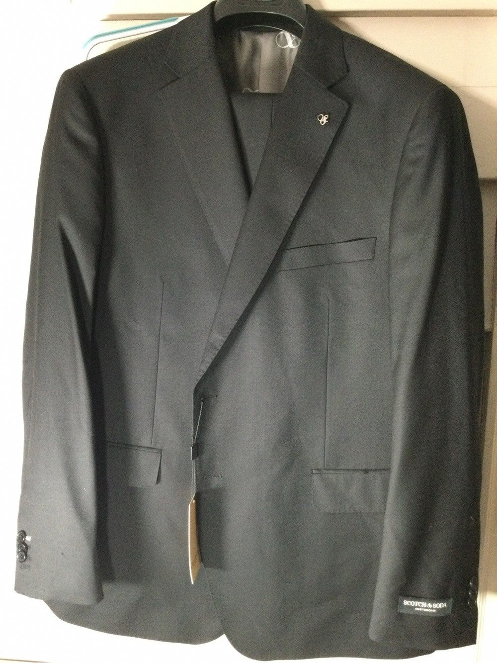 Scotch & Soda Black 2-Piece Suit Mens 48R EU 58R NWT