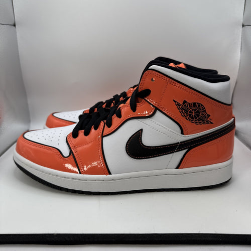 Air Jordan 1 High White Orange Black Patent Mens US 9.5
