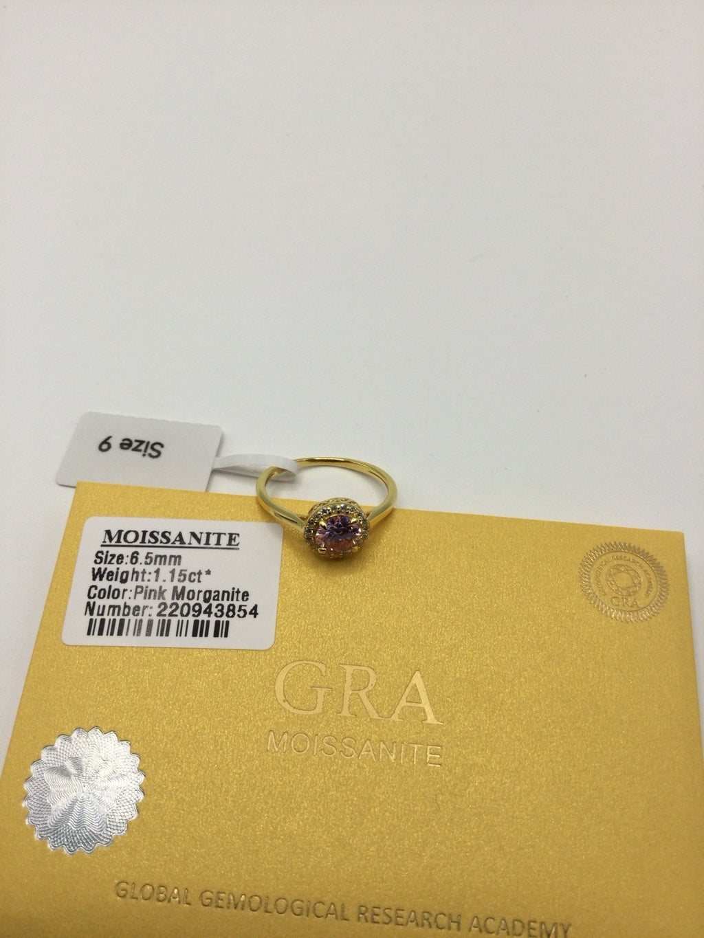 Pink Moissanite Halo Band Ring Yellow Gold Plated Size 9