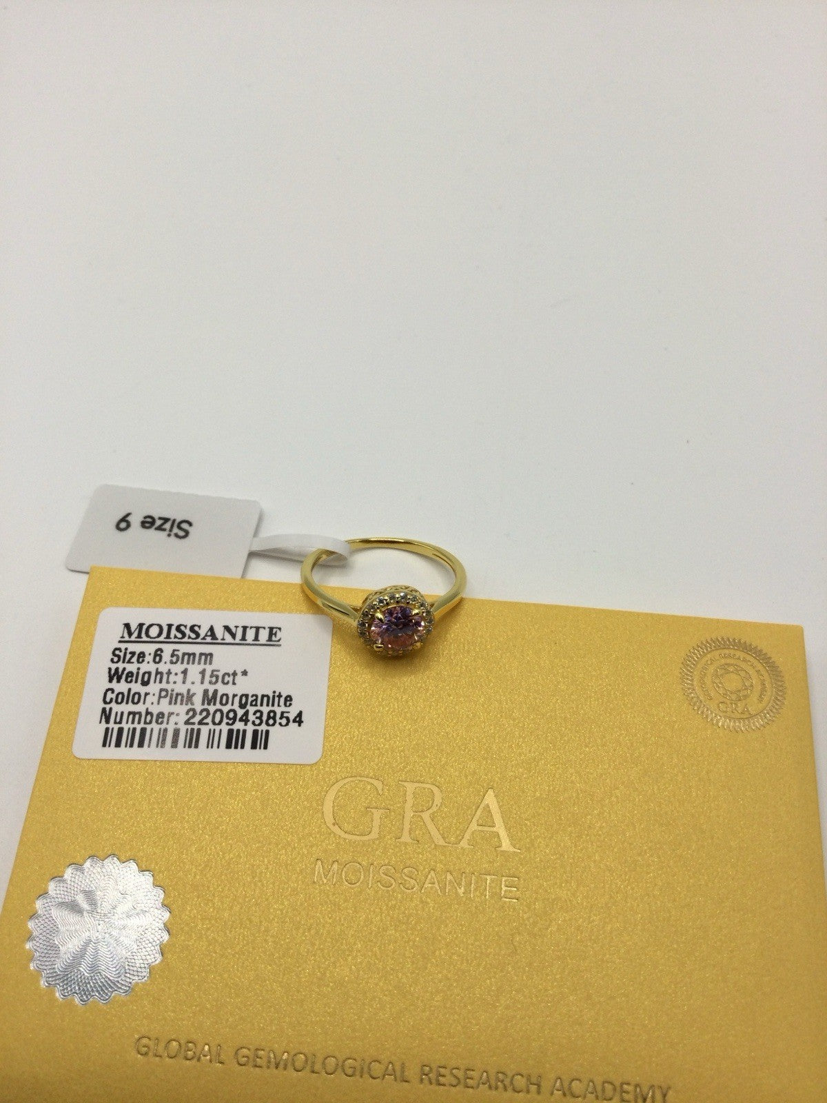 Pink Moissanite Halo Band Ring Yellow Gold Plated Size 9