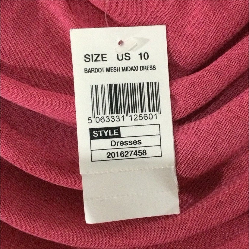 Bardot Pink Mesh Midaxi Dress US 10 NWT