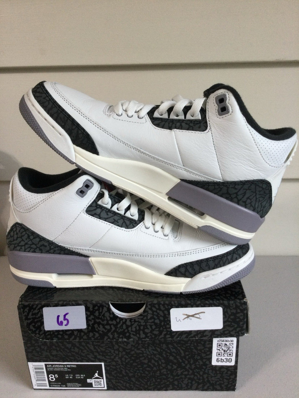 Air Jordan 3 Retro White Cement CT8532-106 Mens US 8.5