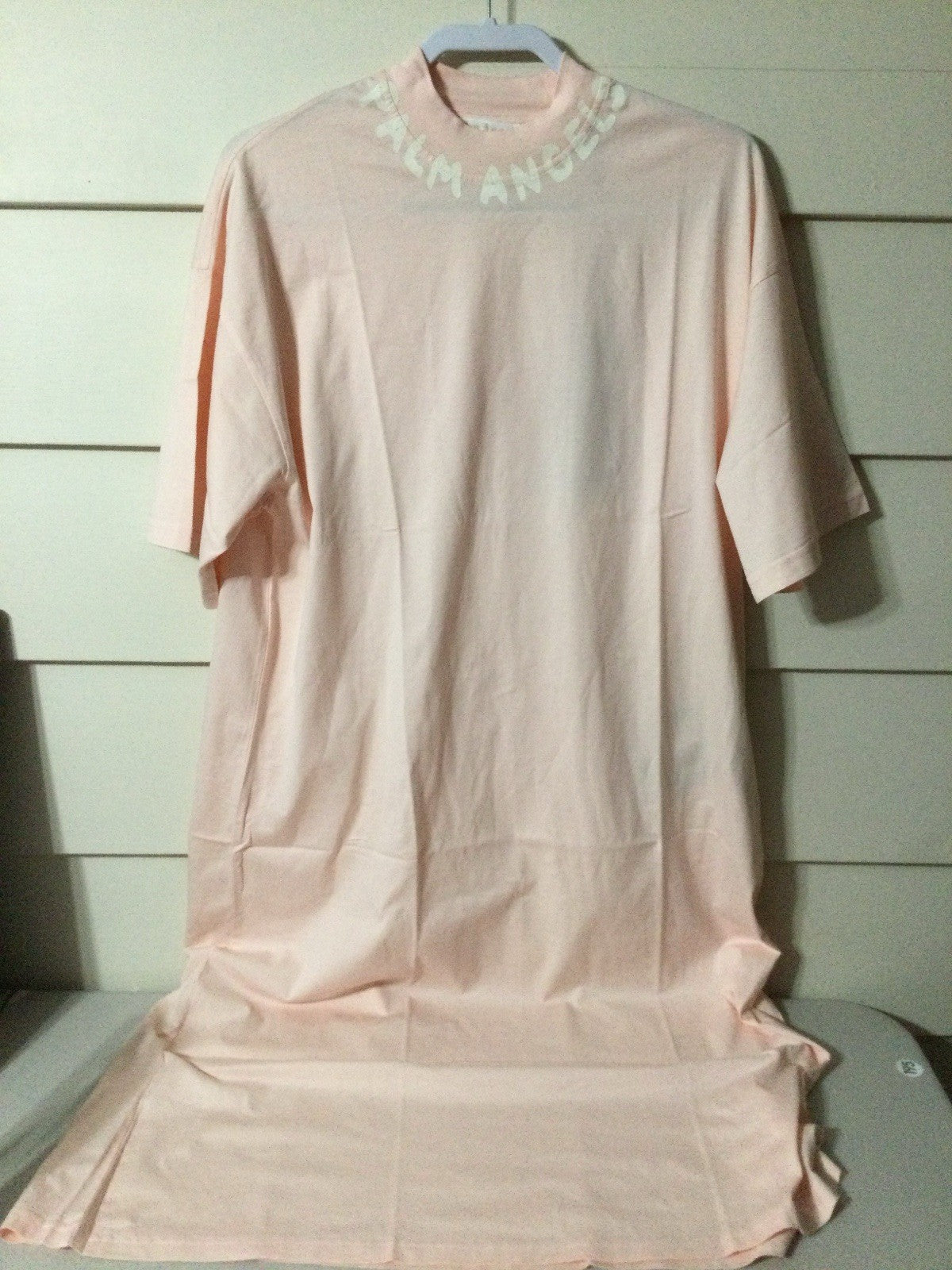 Palm Angels Classic Logo T-Shirt Dress Baby Pink Off White S NWT