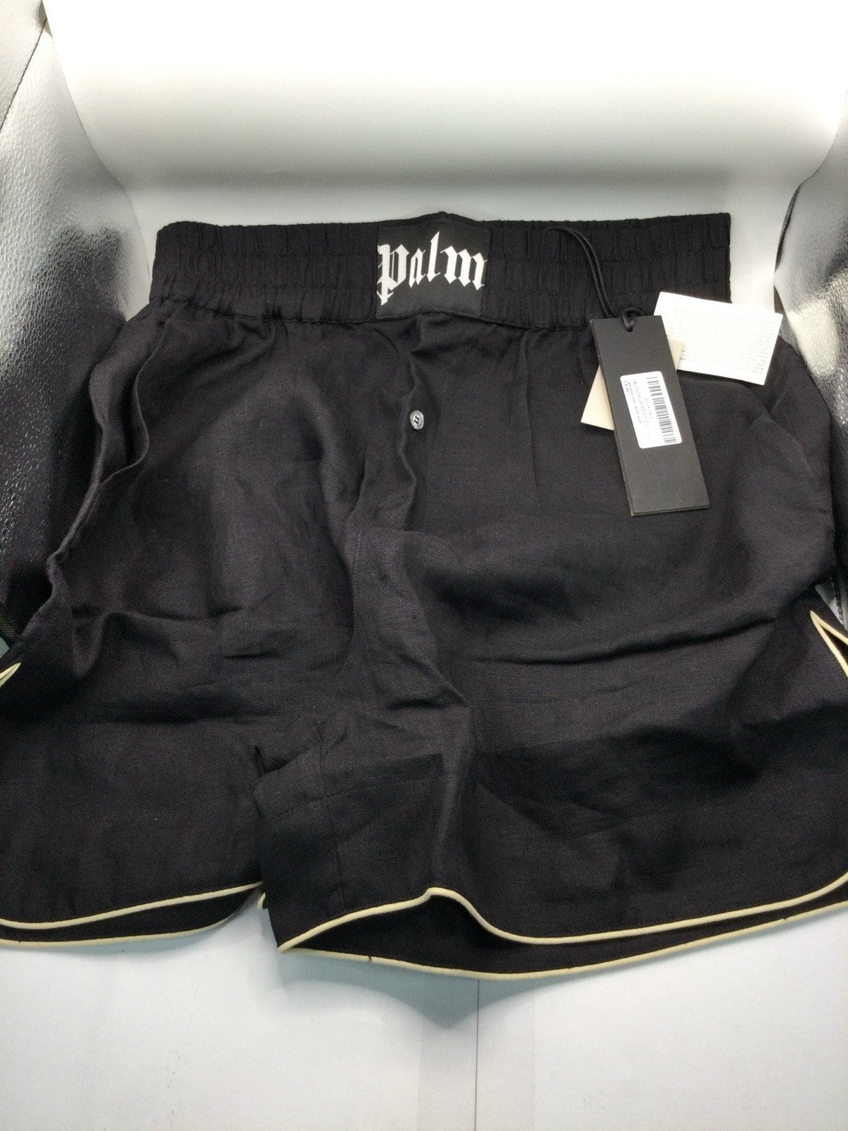 Palm Angels Black Cotton Drawstring Logo Shorts NWT