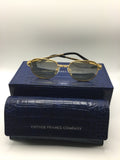Vintage Frames Company Round Sunglasses Gold Metal Gray Gradient
