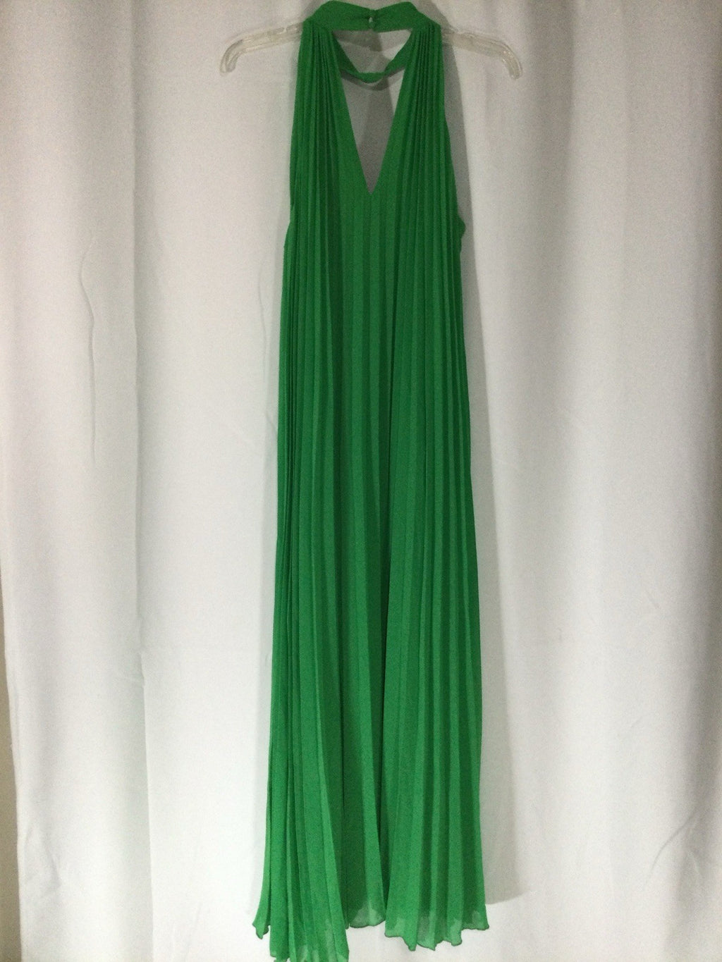 Quiz Green Chiffon Pleated Halter Maxi Dress US 12 NWT