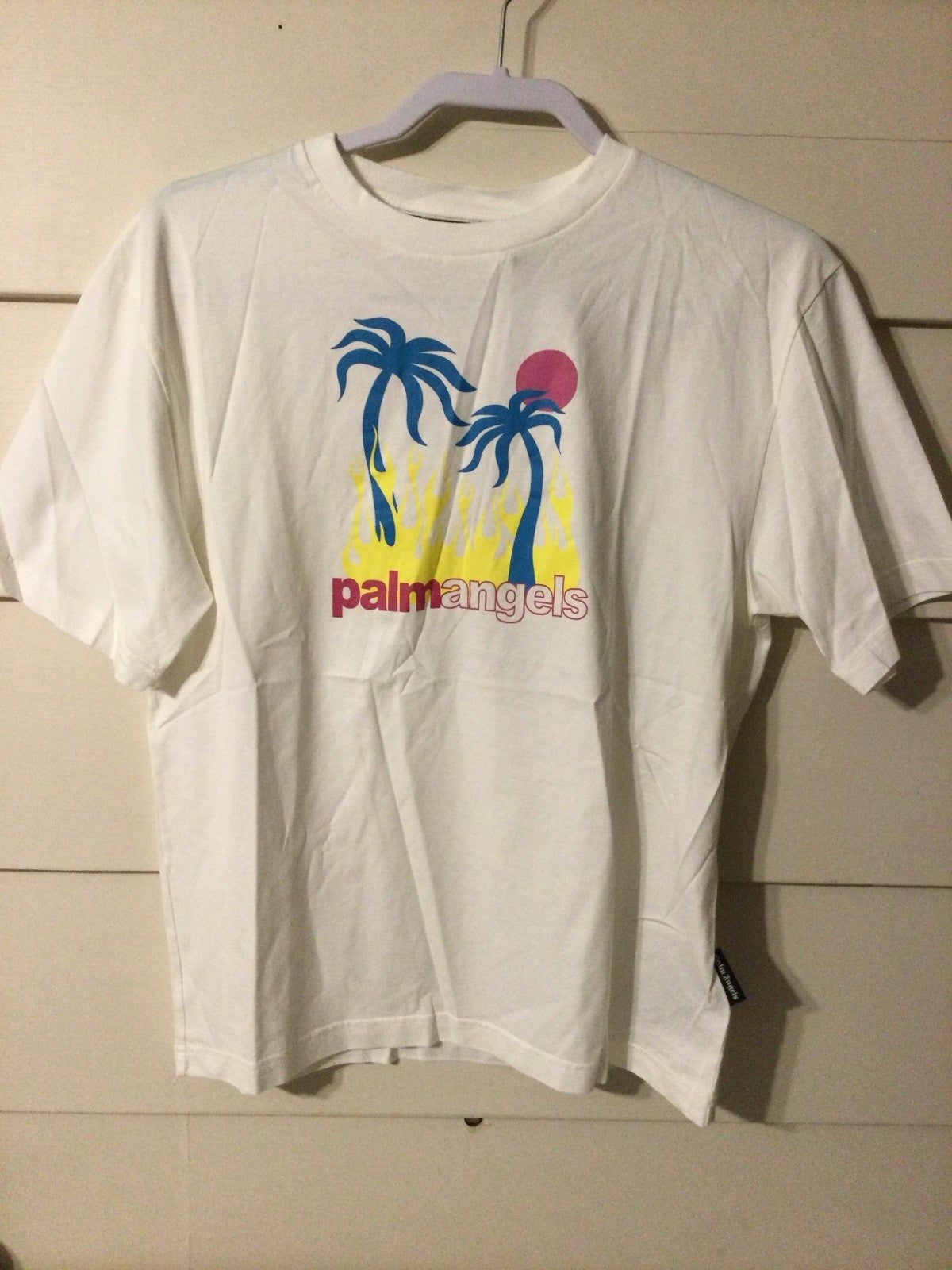 Palm Angels Burning Gas Slim Tee White Mens S NWT