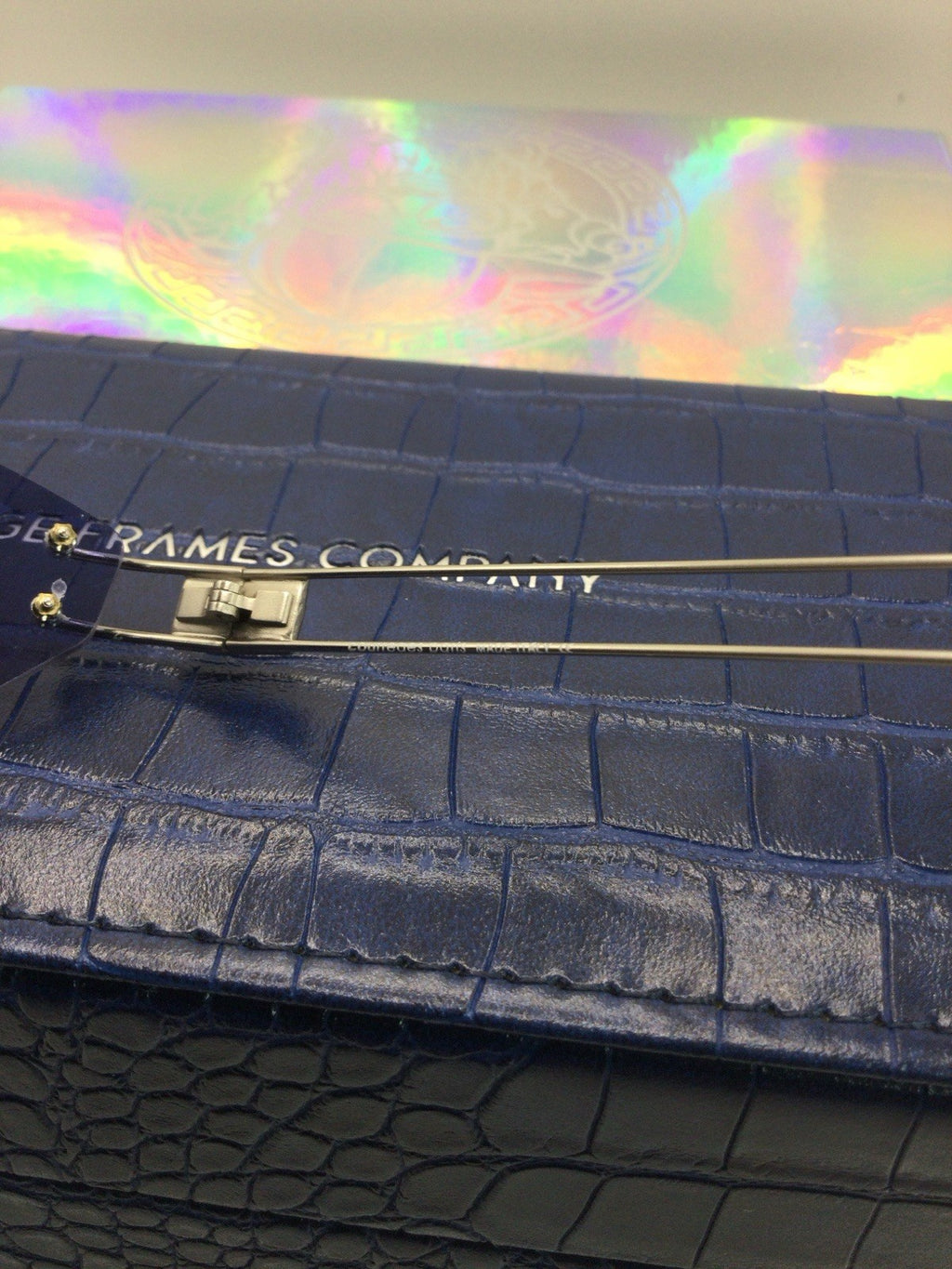 Vintage Frames Company Rimless Shield Sunglasses Silver Mirrored Blue